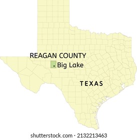 Reagan County and city of Big Lake location on Texas state map