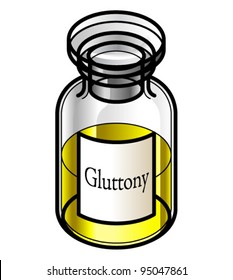 A reagent bottle of Gluttony. Concept: Seven Deadly Sins. Collect the whole set!