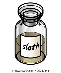 A reagent bottle of Sloth. Concept: Seven Deadly Sins. Collect the whole set!