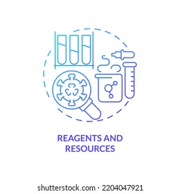 Reagents and resources blue gradient concept icon. Pandemic preparedness preclinical research abstract idea thin line illustration. Isolated outline drawing. Myriad Pro-Bold fonts used