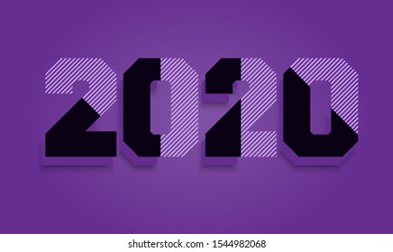 Reaistic two layered striped text. Half black, half shading. Imitation of design drawing.