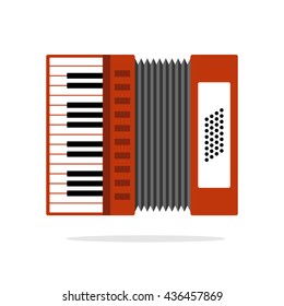 Real Accordion flat icon isolated on background. Vector illustration of musical instrument. Flat accordion logo