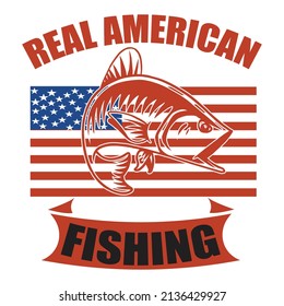 Real American fishing,T-shirt Design,Vector File.