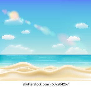 Real Beautiful Bright Sea Sand Beach Vector
