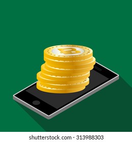 Real Bitcoin Coin on The Smart Phone
