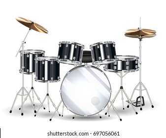 real black drum set on a white background