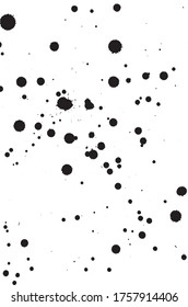 Real black isolated ink splatter background. Vector.