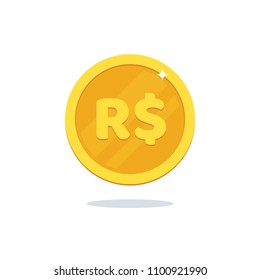 Real brazil coin icon. Vector money illustration.