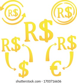 Real Brazilian 3D currency symbol vector illustration on a white background