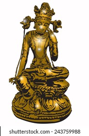 Real Buddha and Lotus vector.