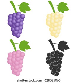 A real bunch of grapes. Flat design, vector illustration, vector.