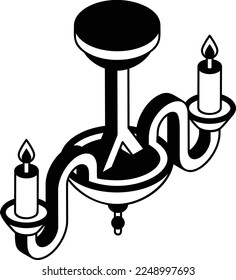 real candle chandelier isometric Concept Vector Icon Design, Interior design Symbol, Home Office decoration Sign, Residential and Commercial Decor Elements stock illustration