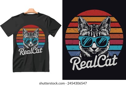 Real Cat t shirt Design Vector.