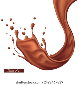 Real chocolate splash 3D illustration chocolate milk splash vector art