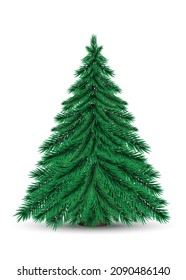 Real Christmas spruce tree on stand. Attributes of Christmas and New year. Great for invitation, card, product packaging, header, poster, banners and etc. Realistic pine tree.