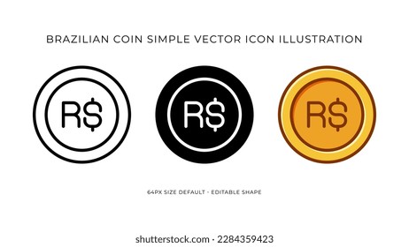 Ilustración de iconos vectores simples de moneda real