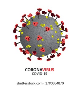 Real coronavirus model on the white. Eps 10 vector file.