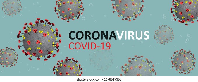 Real coronavirus models green header. Eps 10 vector file.