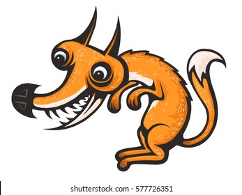 Real crazy fox. Cartoon Vector Image