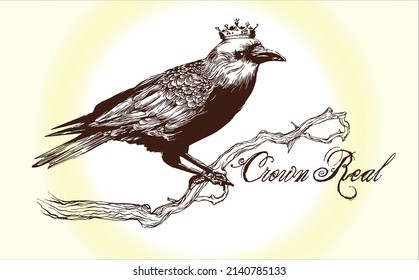 Real crow handmade drawing tree