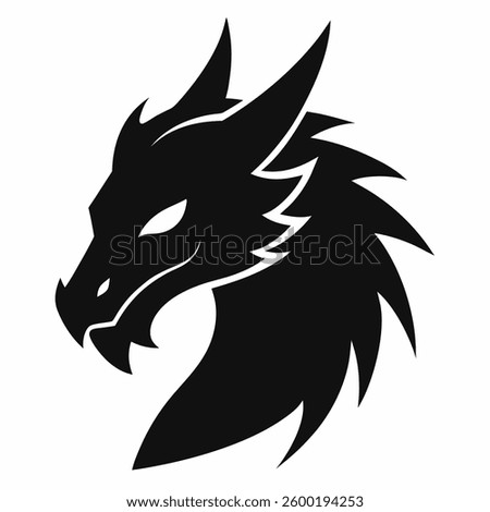 real dragon head icon silhouette vector
