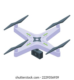 Real drone icon isometric vector. Aerial camera. Video tour