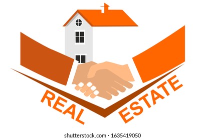 Real eatate logo, handshake vector illustration