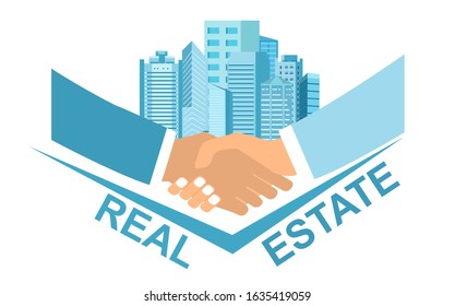 Real eatate logo, handshake vector illustration