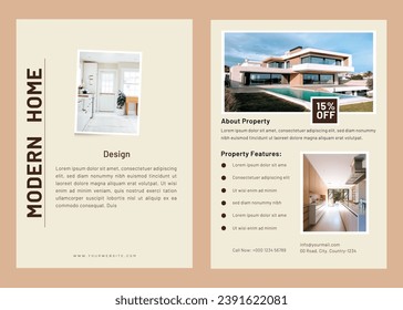 Real Estate 2 slide Flyer design vector template in A4 size, Home rent and sale social media advertising posts digital marketing vector sets