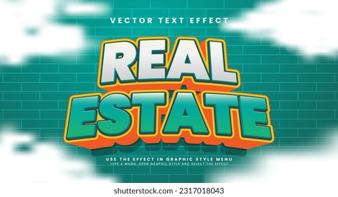 Real estate 3d editable vector text effect.