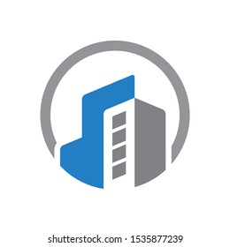 Real estate, abstract commercial building logo design template vector illustration