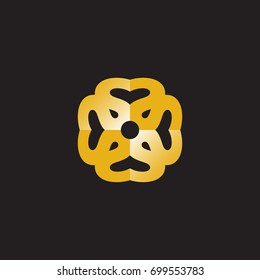 real estate abstract gold round logo / emblem for business. vector illustration