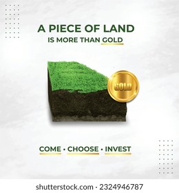 Real Estate Ad Template. Plots Concept. A piece of land is more than gold. Home or House Concept Template Vector Design