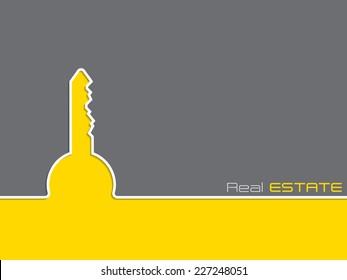 Real estate advertising background with key silhouette