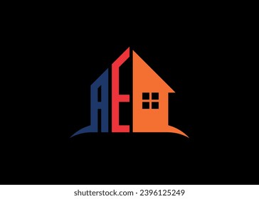 Real Estate AE Logo Design On Creative Vector monogram Logo template.Building Shape AE Logo