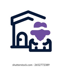 ícone duplo da agência imobiliária. Ícone vetorial moderno e elegante para sites, aplicativos móveis, materiais de marketing e design corporativo. Totalmente dimensionável e pronto para uso.