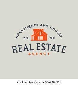 real estate agency emblem. homes and apartments for sale. vector illustration