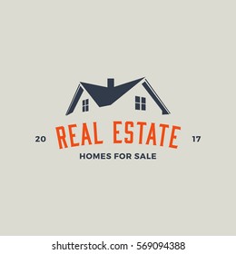 real estate agency emblem. homes and apartments for sale. vector illustration