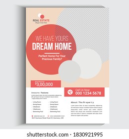 Real Estate Agency Flyer Template Design, corporate Business flyer template vector design, Flyer Template Circel shape used for business poster Graphic design layout with illustration,