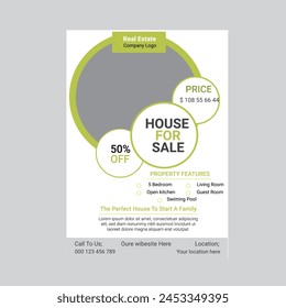Real Estate Agency Flyer Template Design With nice color accents. marketing material for property mortgage agency. Poster design for house buy and sell company