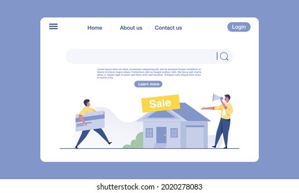 Real estate agency landing page template design concept.