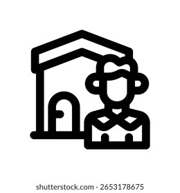 ícone da linha da agência imobiliária. Ícone de vetor limpo e minimalista para sites, aplicativos móveis, apresentações e logotipos. Totalmente dimensionável e personalizável para qualquer projeto.
