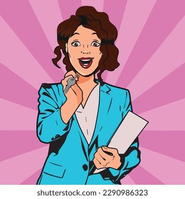 real estate agency in pop art style, retro illustration 50s 60s style. Pop art retro vector illustration kitsch vintage 50s 60s style.
