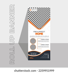 Real estate agency roll up banner or pull up banner template design