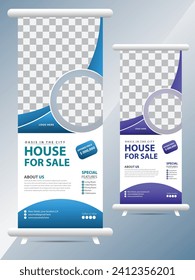 Real estate agency roll up banner template design,