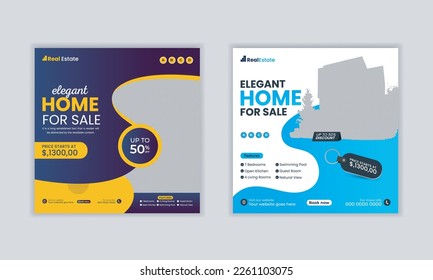 Real estate agency social media banner and Facebook event house sale template