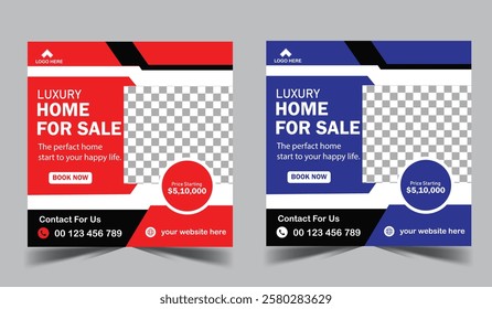 Real estate agency social media post or carousel design template.