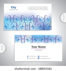 Real estate agency - Universal business card - urban construction - set template - Company presentation - stock vector