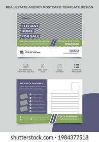 real estate agency vector postcard design. real estate postcard template. corporate professional business postcard design. event card design. direct mail eddm template, invitation template design eddm