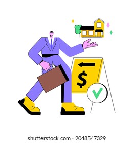 Real estate agent abstract concept vector illustration. Real estate market, agent demonstrating house, buying new appartment with a realtor, commercial property investment abstract metaphor.